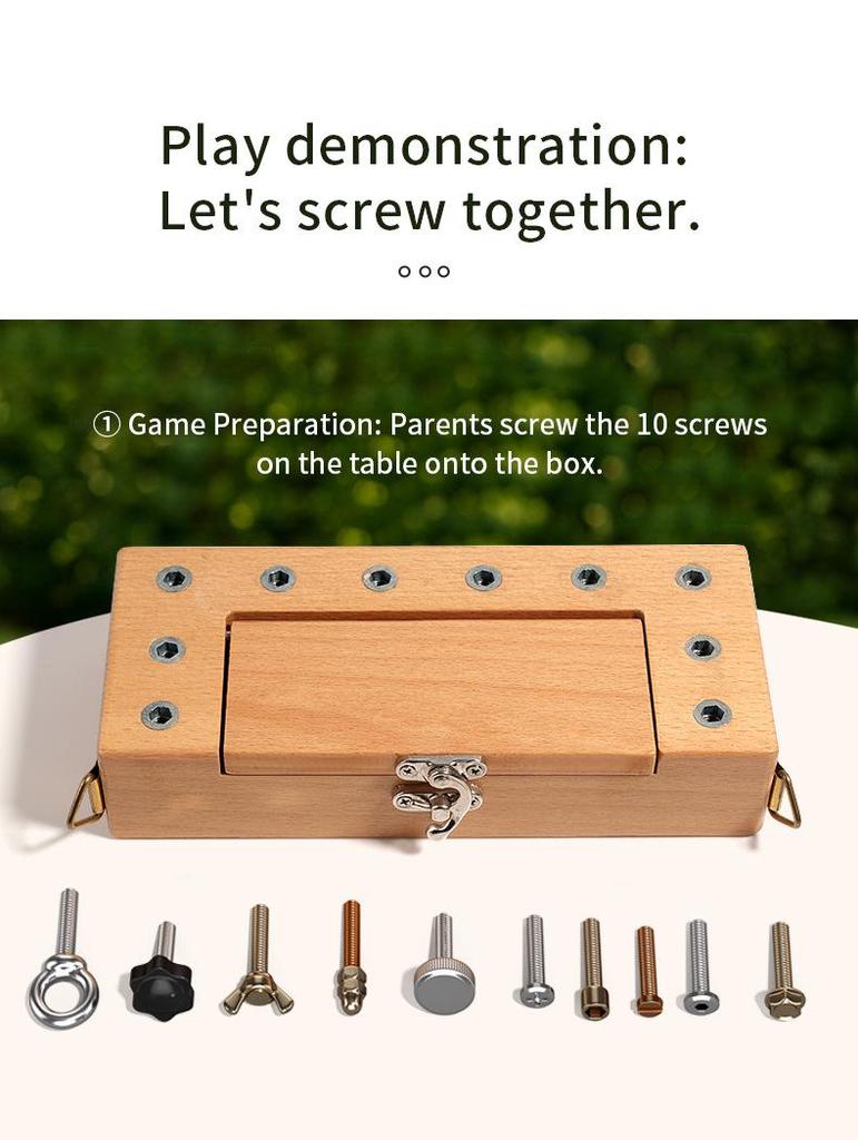Montessori Wooden Screw & Nut Toolbox for Toddlers - Educational Toy for Early Learning