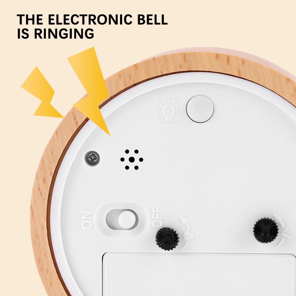 Simple Wooden Analog Alarm Clock Silents Table Clock with Night Light Stylish Home Decor Extra-Loud Office Kitchen Counter