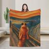 Marcus the Worm Scream Funny Art Brain Rot Meme Blanket Camping Flannel Throw Blanket For Couch Bed Super Soft Bedspread