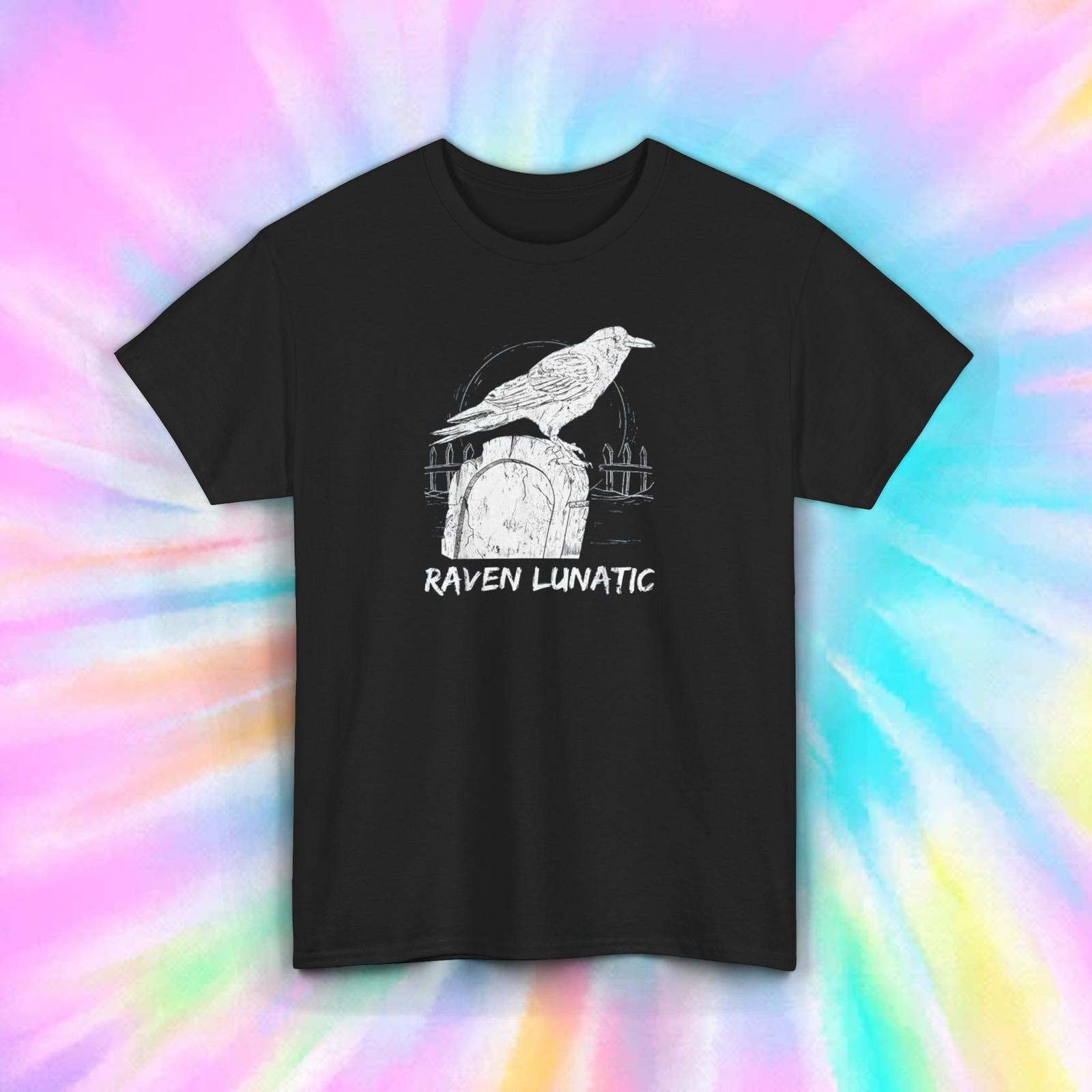 Raven Lunatic Shirt Gothic Funny Crow Bird Lover Halloween Gift Tee S-5XL S
