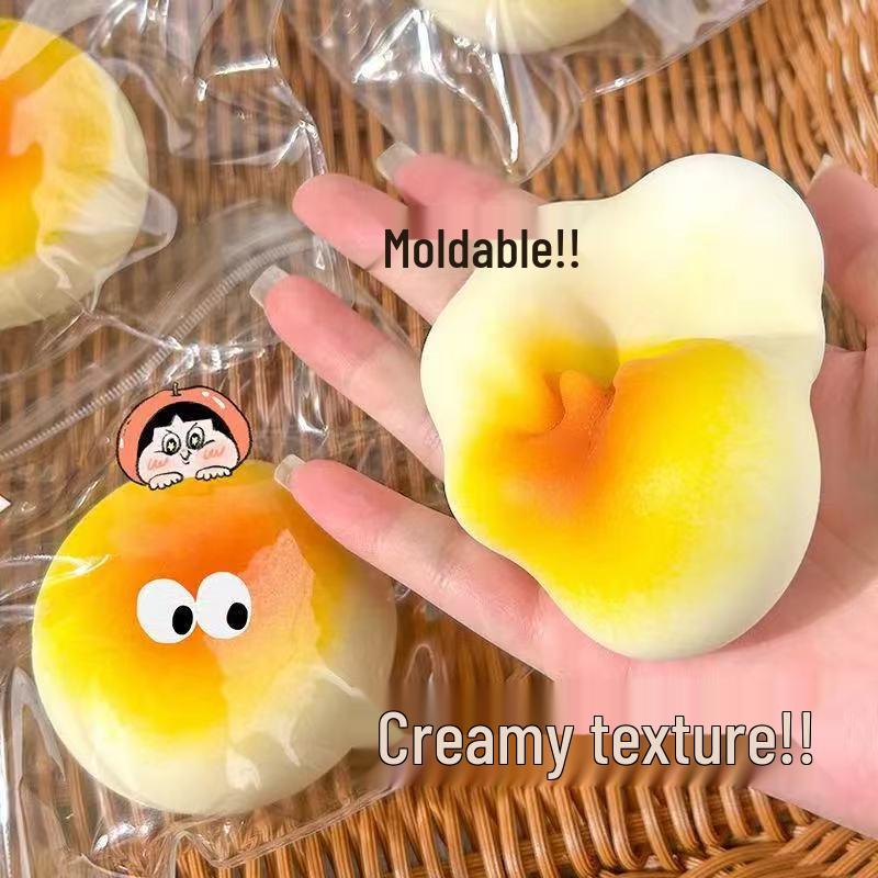 Internet Celebrity Egg Tart Squeeze Toy – Stress Relief Prank in Cute, Realistic Food Design with Color Box Packaging