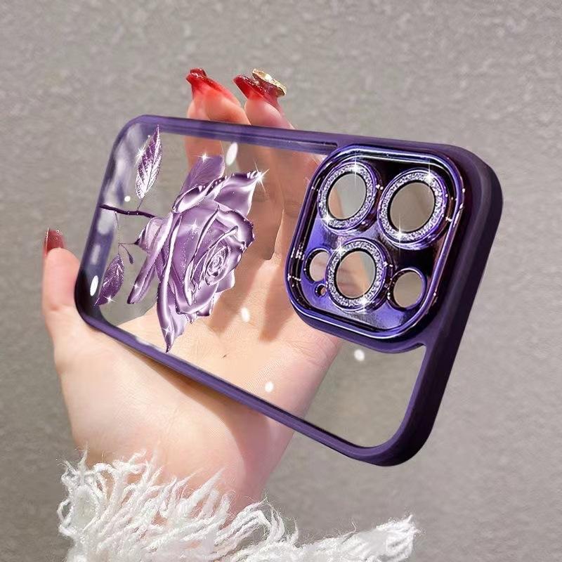 Flash Rose Is Suitable for Apple 11promax Mobile Phone Case Iphone11 All-inclusive 11pro with Glitter Lens Film.