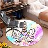 1Pc Cute Unicorn Circular Print Rug - Home Decoration Carpet For Living Room Bedroom Flooring Computer Chair Area Rug