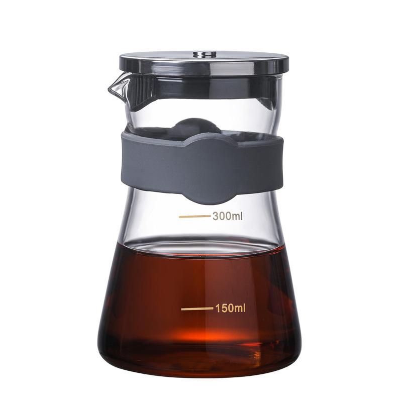 Glass coffee pot with lid, American sharing pot set V60 glass filter cup coffee funnel
