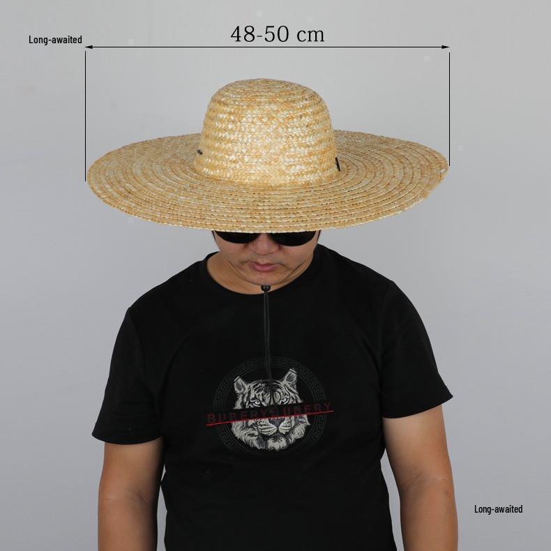 Gonglei Dezhu Wide Brim Wheat Straw Sun Hat for Construction and Farming