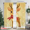 2pcs 2D flat printing Christmas Window Curtains Cute cartoon reindeer (2) 100% Polyester Without Electricity Family Party for