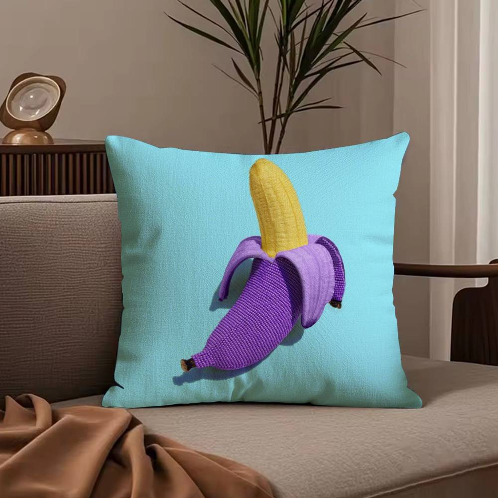 Food Fruit Print Creative Pillow Case Anti-dustmite Pillowcase Invisible Zipper Silky Short Plush Sofa Cushion Cover