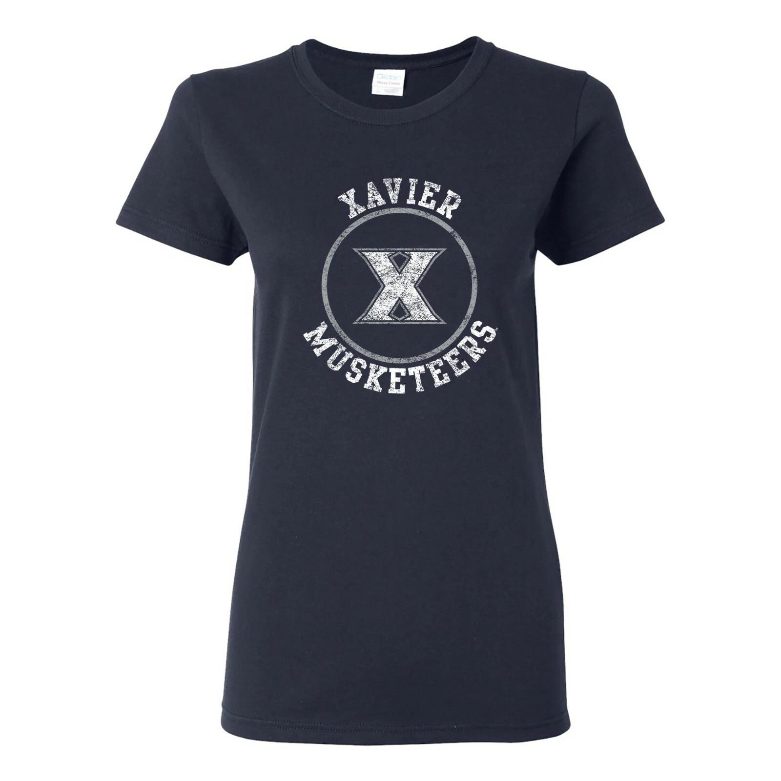 Xavier Musketeers Distressed Circle Logo Womens T-Shirt - Navy 2XL