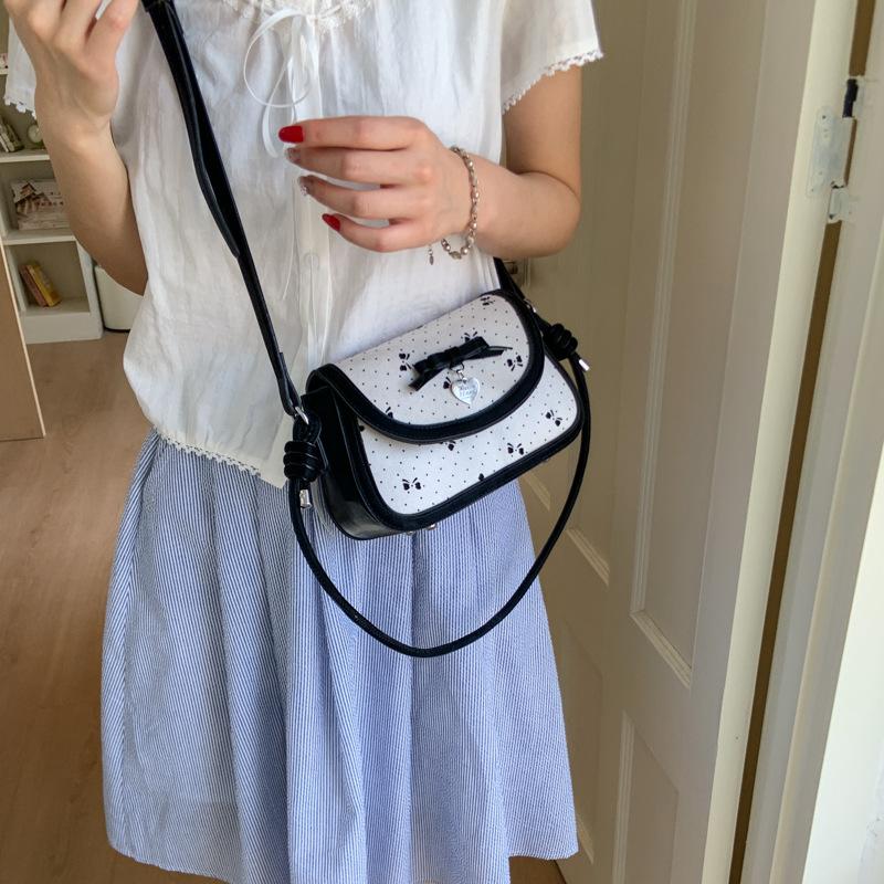 Polka Dot Schwarzer Stil Einseitige Unterarm-Umhängetasche Modisch Vielseitig Trend Einfach Lässig Originell Nischen-Tasche