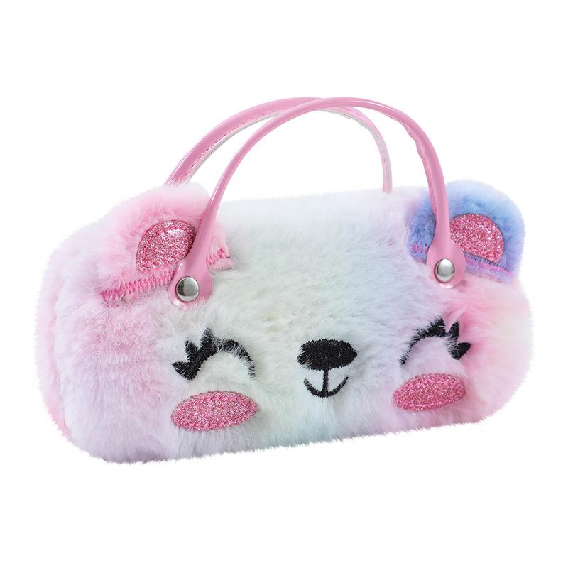 

Plush Glasses Case Bear Sunglasses Box Purse Cartoon Cute Portable Glasses Bag Compression Spectacle Children s Kids Girls Gift різнокольоровий