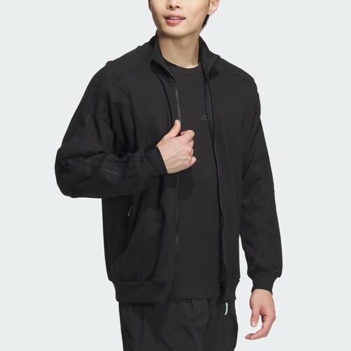 adidas Men's Black Stand Collar Sports Casual Loose Long Sleeve Jacket