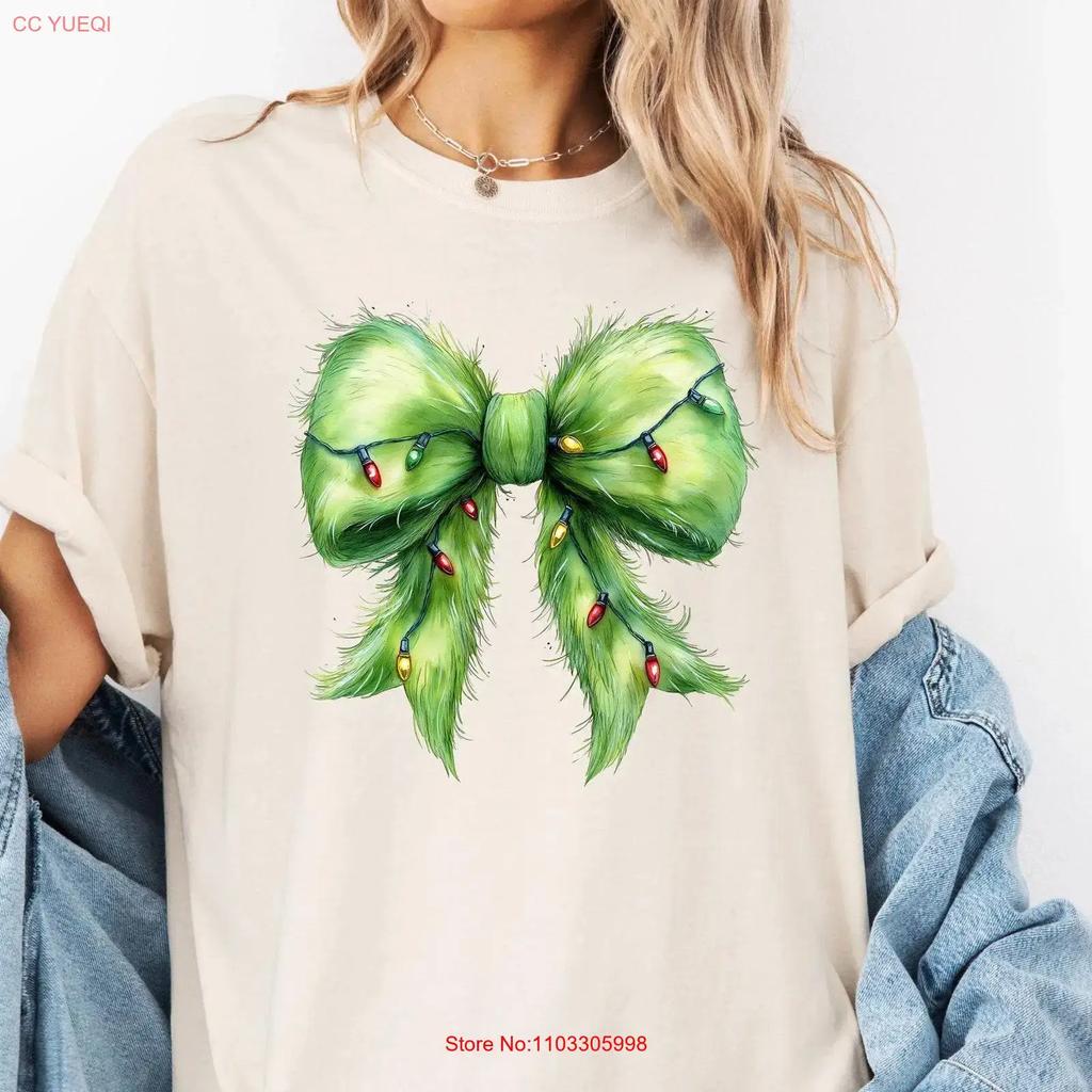 Coquette Christmas T Shirt Bow Sweat Lights Vintage Vintage Versatile Soft Designer Clothes Homme Fashion Stretched