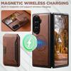 SUTENI Magnet Wireless Charging Luxury Faux Leather Phone Case Card Holder Stand for Samsung Galaxy Z Fold 7 6