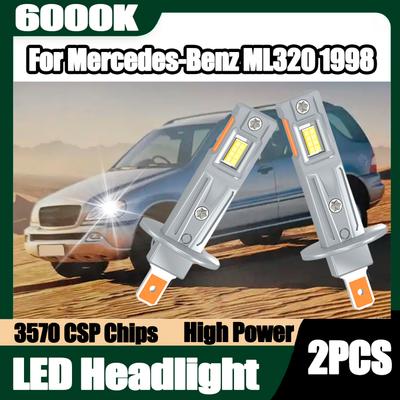 2PCS 6000K Super White Car Bulbs 3570 CSP Chips H1 LED Headlight 30000LM High Power Plug and Play For Mercedes-Benz ML320 1998