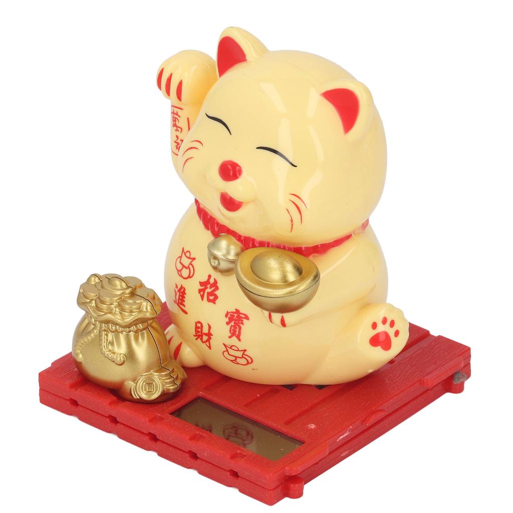   Cat Waving Arm Vivid Lovely Chinese Cat Solar Fortune Cat Statue Decoration for Decorating Front Desk Car Business Openings