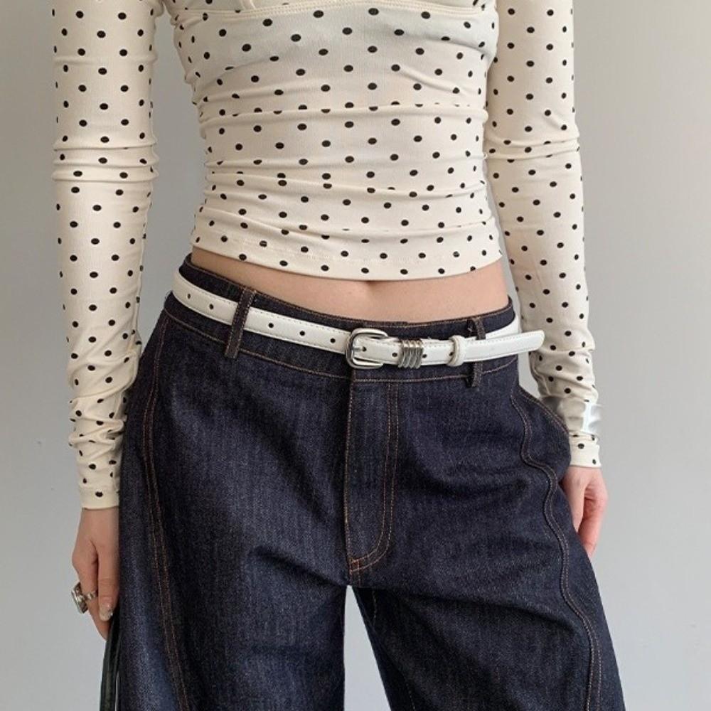 Thin Women's Belt PU Leather Dress Jeans Belt Simple Waist Belt  Streetwear