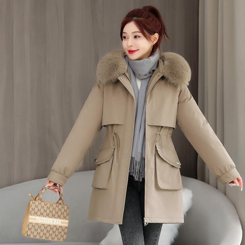 Autumn and Winter Medium and Long Hooded Pie Overcomes Cotton-padded Warm Windproof Jacket