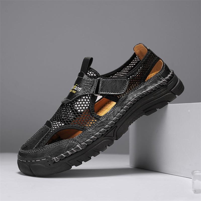 Mode Mode Genäht Handgefertigt Herrenschuhe mit Ausgehöhlten Atmungsaktiven Hochwertigen Sandalen Dickbesohlt Rutschfest Sport Strand Schuhe
