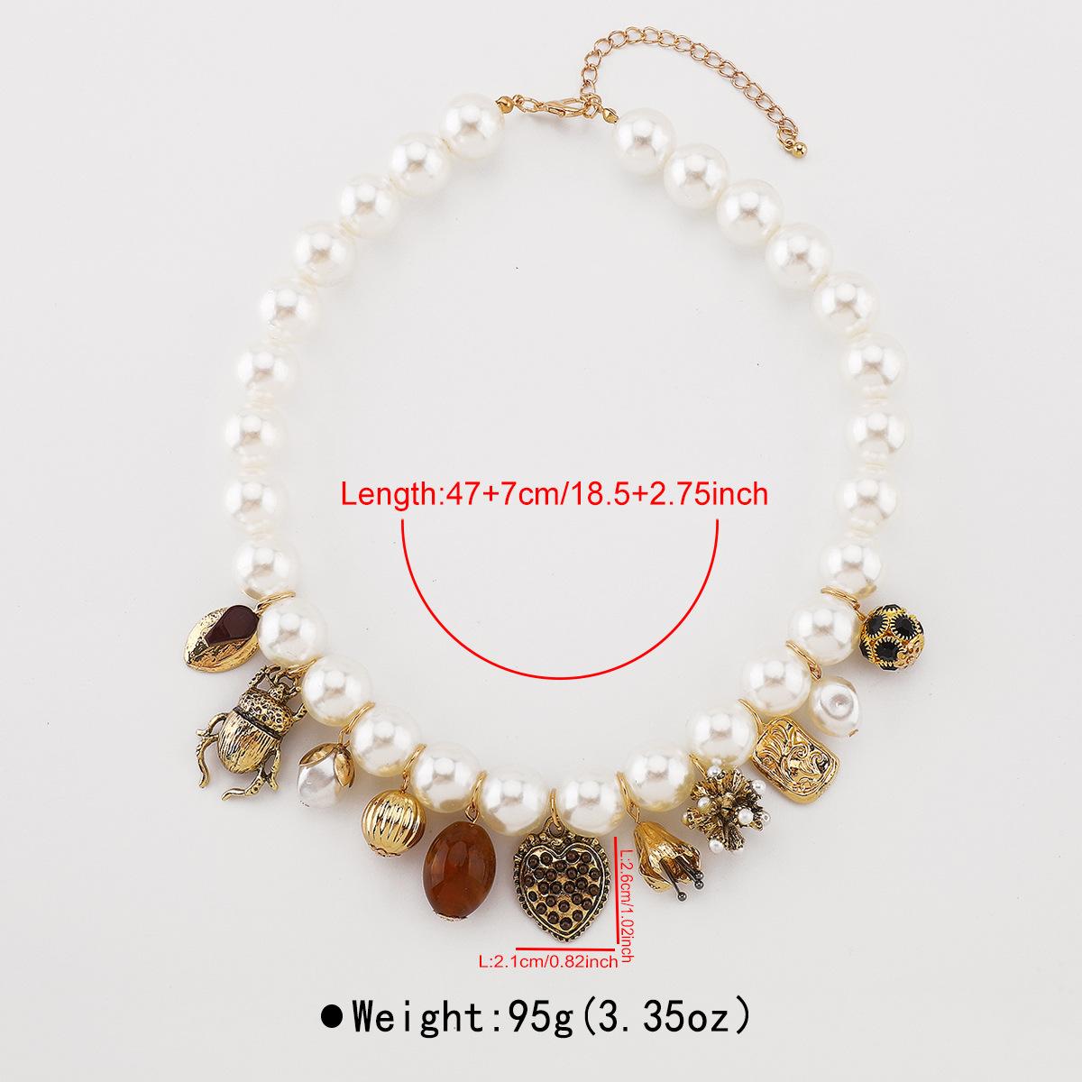 

Tooxika Модное барочное ожерелье с несколькими подвесками в виде сердца насекомого, цепочка с бусинами из искусственного жемчуга