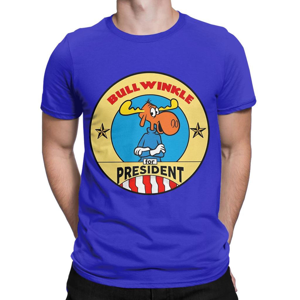 bullwinkle for president Funny Graphic 100 Cotton TShirt The Adventures of rRocky and Bullwinkle Tees Tops For Unisex