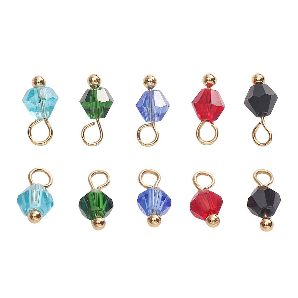 5 stk. Anheng med glassperler til halskjede, armbånd, øredobber, DIY smykkelaging