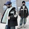 Jungen 2025 Winter Fleecegefütterte Baumwolljacke - Verdickter Parka für mittlere und große Kinder, trendige Workwear-Jacke