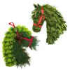 Horse Head Wreath Rustic Farmhouse Equestrian Door Decor Artificial Horse-Shaped Wreath with Red Ribbon for Front Door Wall Window Holiday Decor