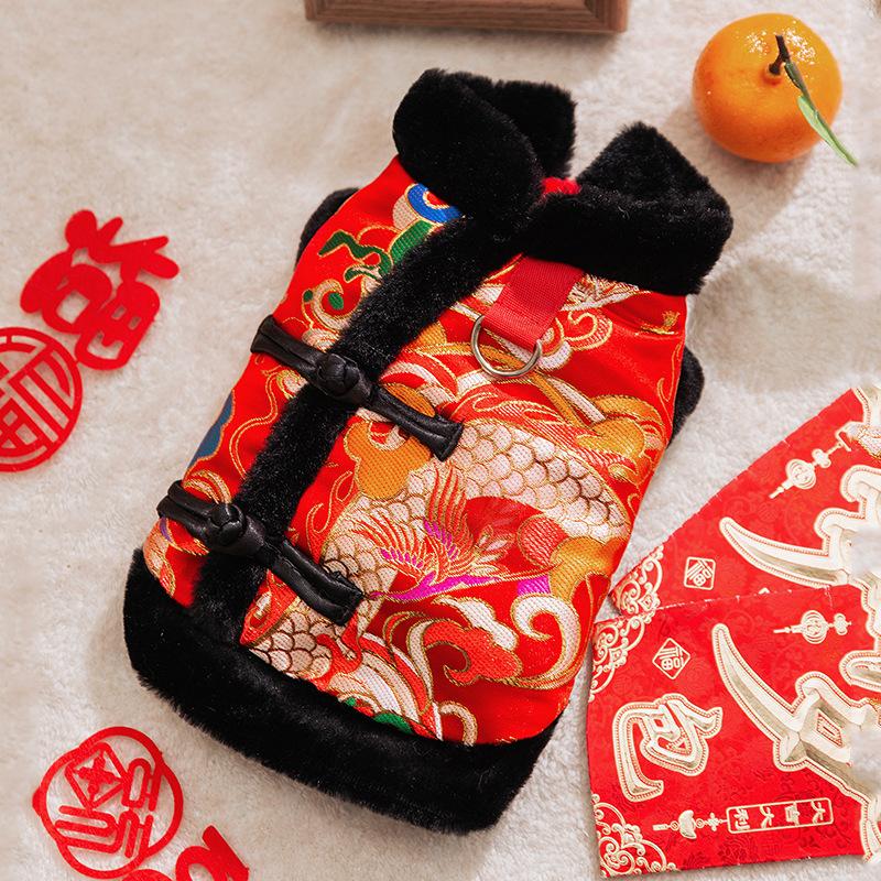 

Новогодняя китайская одежда для собак Праздничный Новый год можно отследить, чтобы согреться Йоркширские щенки, котята, жилеты, одежда Тан для питомцев S (recommended weight 3-2.5 kg)