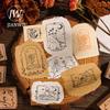 JIANWU 6 Pcs/set Rose Prince Series Vintage Wooden Rubber Stamp Set Creative DIY Journal Printing Decor Material  Stationery
