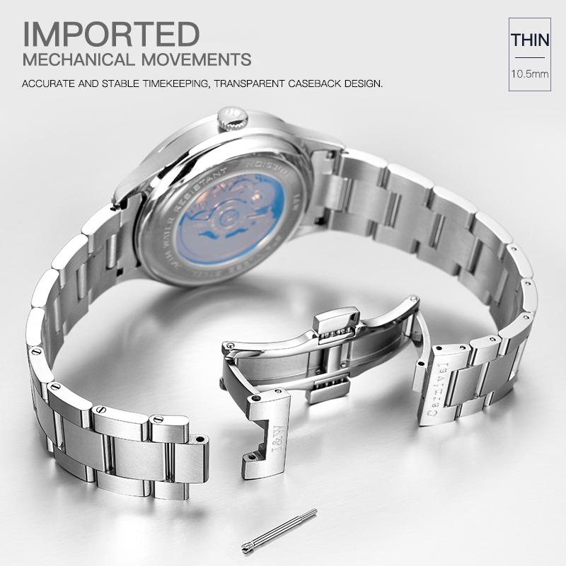 Top Brand Luxury Automatic Mechanical Men's Watch New Seiko Movement Sapphire Crystal Double Calendar Stainless Steel Band 50