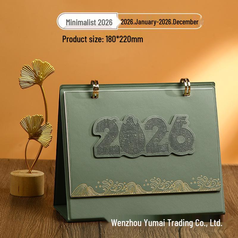 

2026 Рік Коня Шкіряний Настільний Календар: Мінімалістичний 3D китайський стиль, креативна настільна бізнес-прикраса, місячний календар. 2026 Year