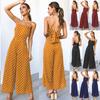 Elegant Womens Polka Dot Jumpsuit With Sleeveless And Wide Leg Pants Backless Design