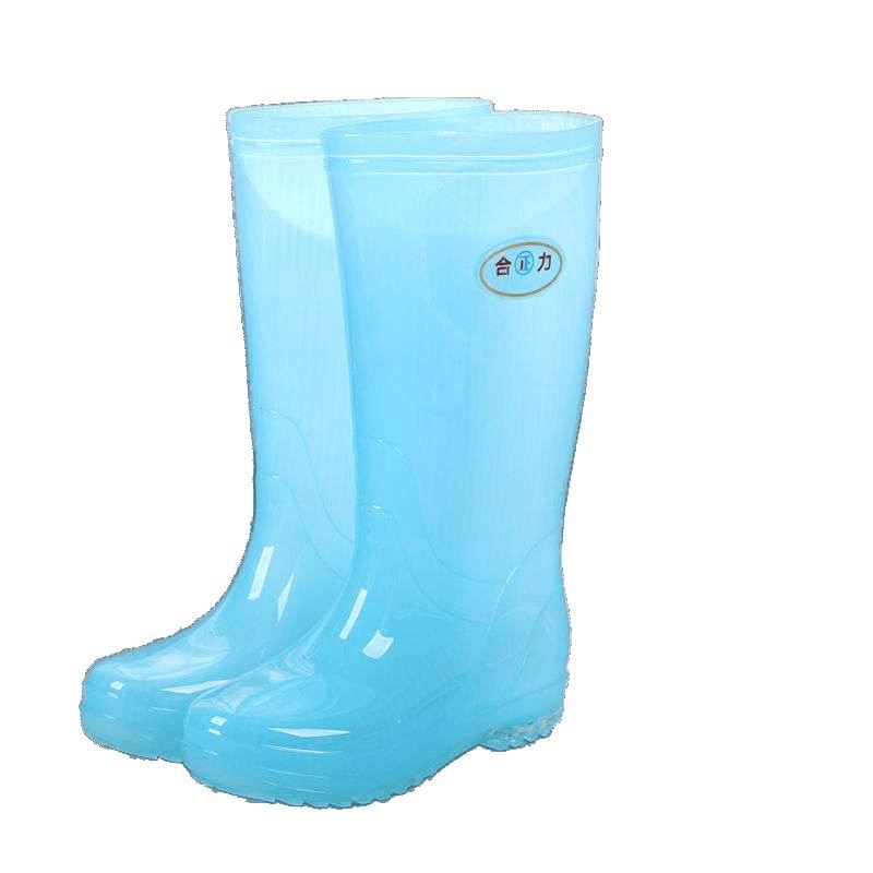 Fashion rain shoes women's tall tube without mesh rain boots non-slip waterproof shoes with cotton medium tube quick-drying water boots rubber