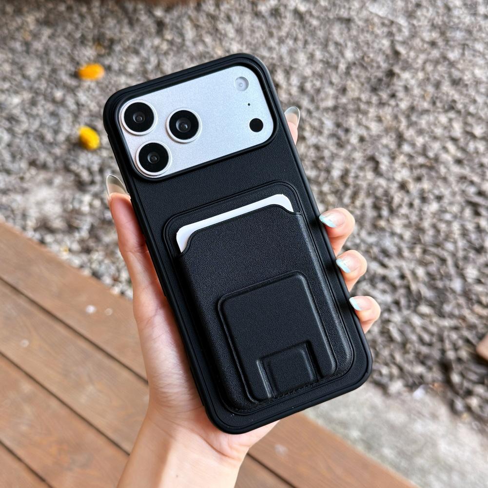Square Card Holder Stand with 2 Card Slots Phone Case For iPhone 17 Pro Max 17 Pro 17 Air 16 15 + 14 13 Camera Protection Cover