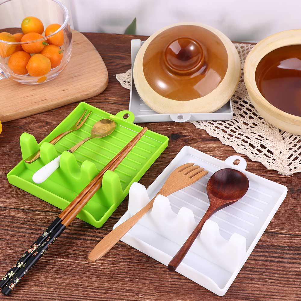 Heat-Resistant with Drip Pad Hangable Tableware Storage Rack Pot Lid Holder Spatula Rack Spoon Rest