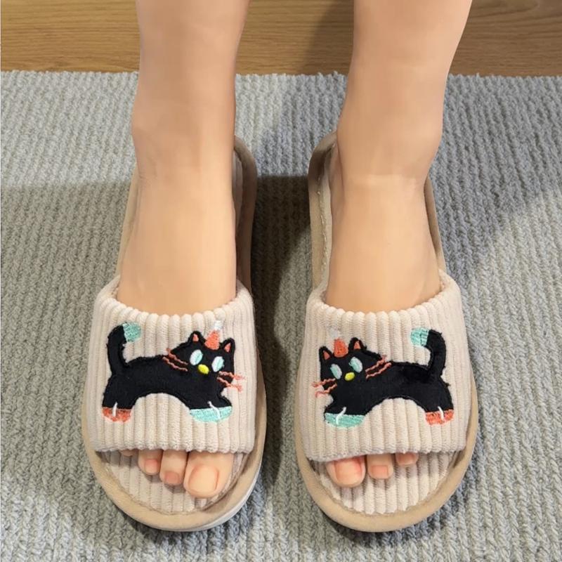 Modische Niedliche Kätzchen Slipper Rutschfest Bequem für Zuhause und Schlafzimmer Hausschuhe Verspieltes Katzen-Design Weiche Stoffhausschuhe Niedliche Hausschuhe