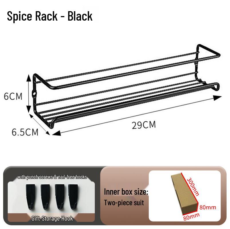 Raft de condimente din oțel inoxidabil fără găurire - Depozitare bucătărie pentru sticle de condimente