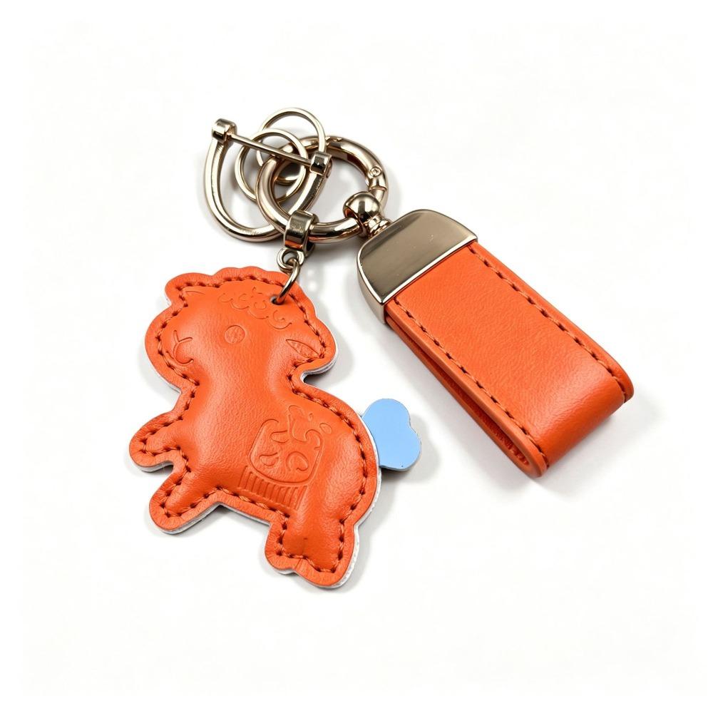 Cute lamb keychain fashion leather braided rope cartoon cute car key chain bag lamb pendant