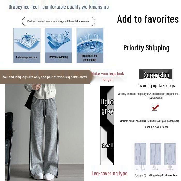 

Женские спортивные штаны с высокой талией и широкими штанинами в американском стиле 2025 года: Весна/Осень Повседневный Свободный Крой S (80-95 jin High Waist)