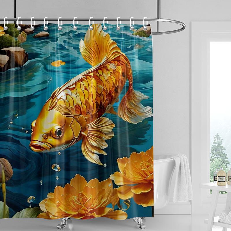 Marine Life Theme Waterproof Shower Curtain Bathtub Bathroom Partition Curtain Bathroom Decorative Shower Curtain 180x 180cm