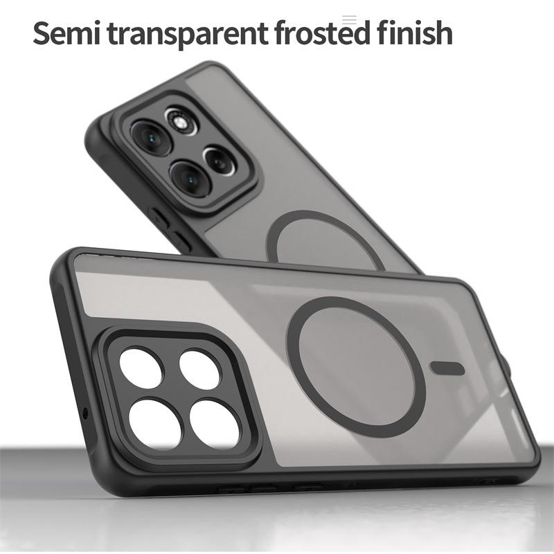 Matt Bőrfogású Mágneses Telefon tok Motorola Edge 2025-höz, Féláttetsző G56.