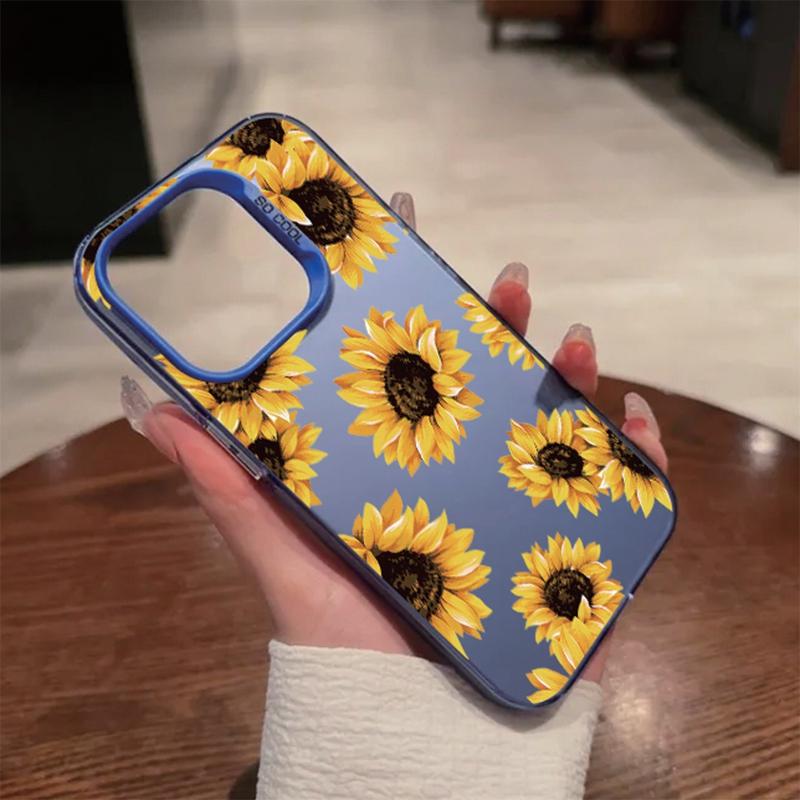 Husă floarea soarelui pentru iPhone 16 Samsung A55 A35 A34 S24 FE Xiaomi Redmi Note 13 Pro 14C Huawei Honor 200 Bara de protecție antișoc pentru telefon Husă completă anti-zgârieturi