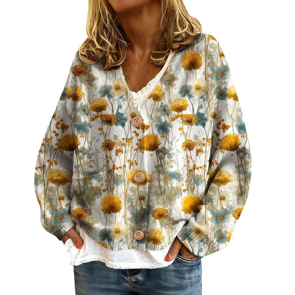 Shengmiao Women's 3D Print Cardigan: 2026 Early Spring/Autumn Knitwear