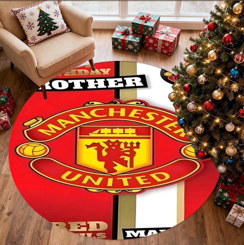 Manchester United F.C Desenli Yuvarlak Halı, İç/Dış Mekan Paspası, Piknik, Oyun Odası, Yatak Odası, Ofis, Oturma Odası, Ev Dekorasyonu Halısı, Doğum Günü Hediyesi