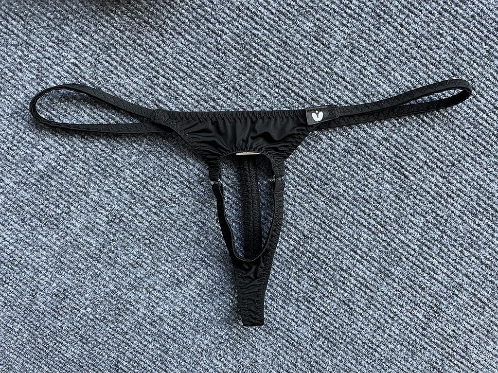 Penis Hole G-String Men Sexy Cock Ring Underwear Erotic Lingerie Low Rise T-Back Thongs Ice Silk Underpants Open Butt Panties