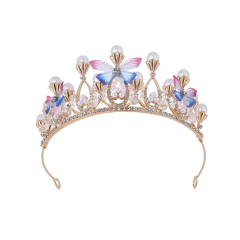 Children's Gold Princess Crown Headdress for Birthday and Fashion Shows