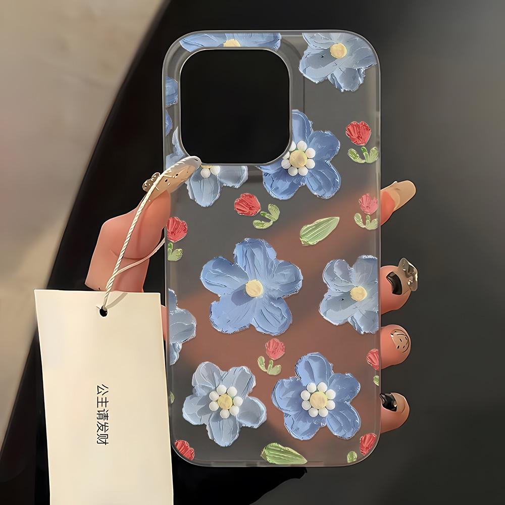 Aesthetic Colourful Flowers Print Clear Phone Cases For iPhone 17 16 15 13 12 11 ProMax Pro Plus Full Protection Phone Cover