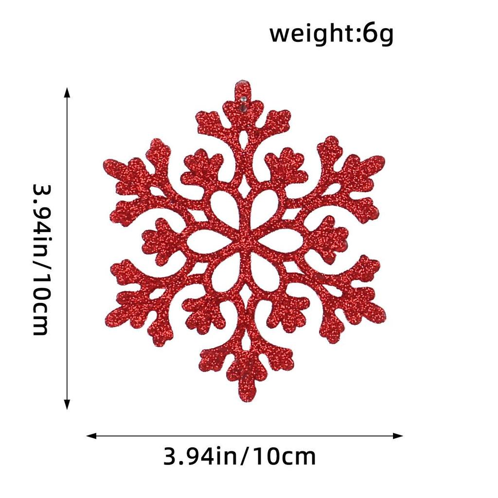 10CM Plastic Snowflake Christmas Tree Decorations - Hollow Powdered Snowflake Pendants