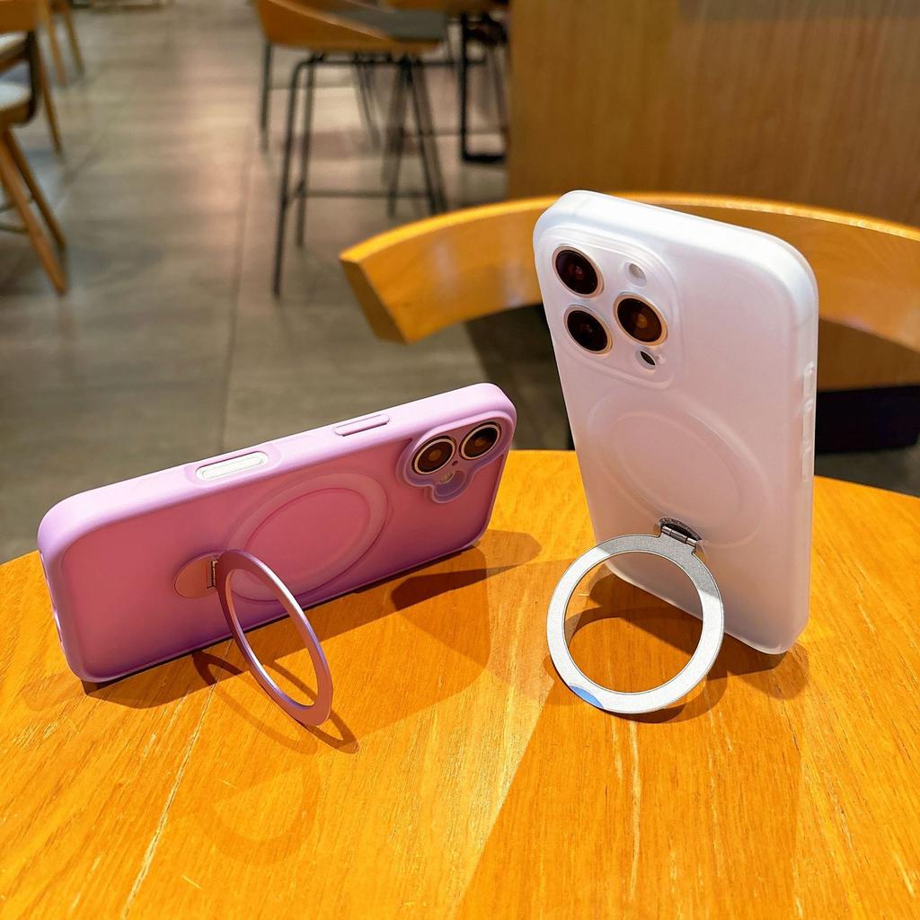 Applicable To IPhone 16 Rotating Magnetic Bracket Mobile Phone Case Apple 15 ProMax Skin Feeling Anti-fall Protection Case