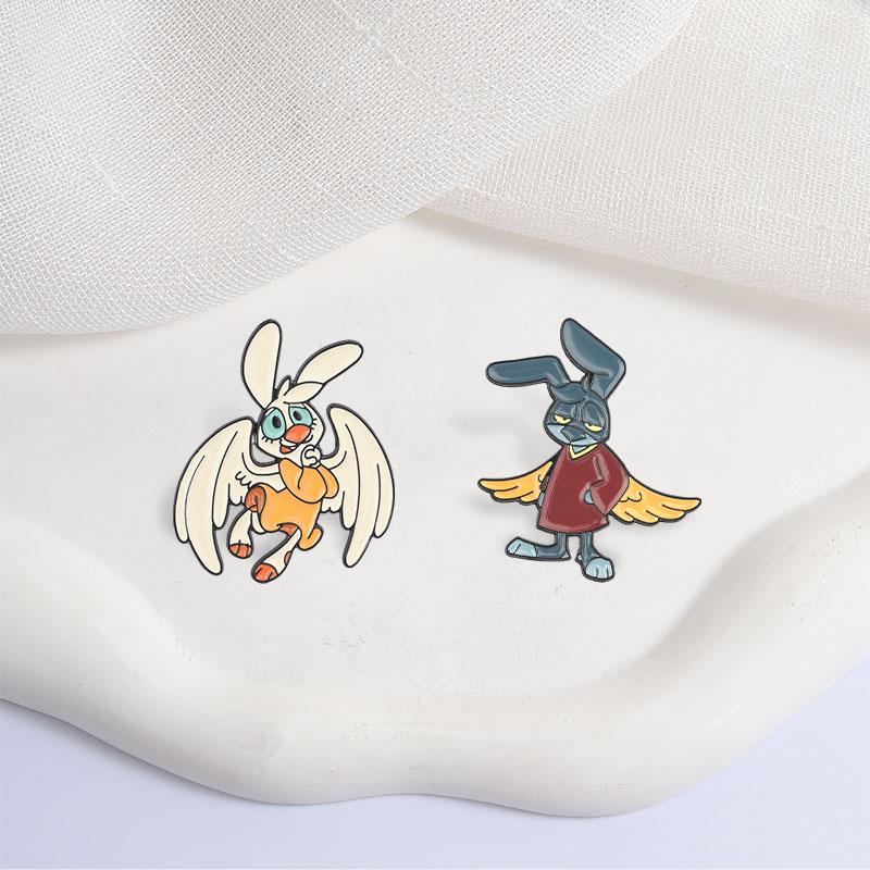 Cartoon Anime Angel Rabbit Enamel Pins Analog Horror Web Series Villain Character Brooches Lapel Badge Jewelry Gifts for Friends